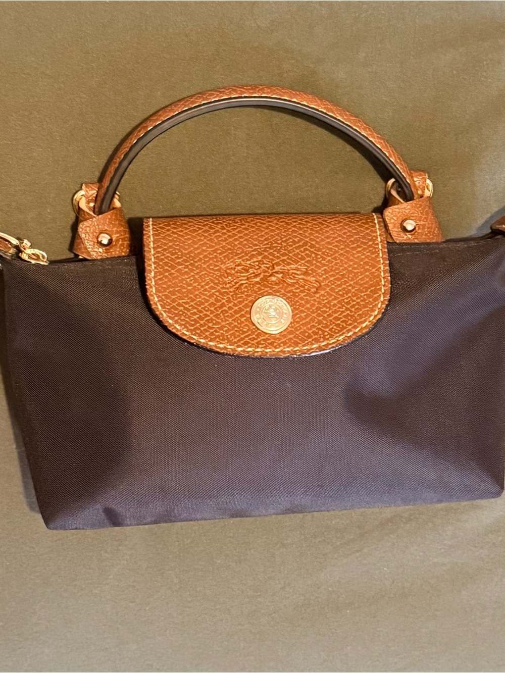 Longchamp Crossbody Tote in Black with Brown Trim